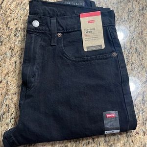 LEVIS 512 Slim Taper Stretch Jeans Black Distressed 31x32